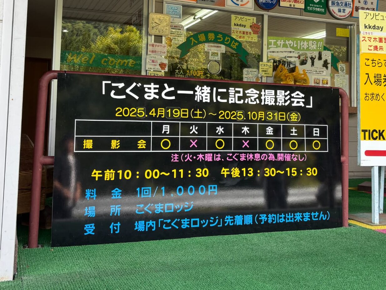こぐまと記念撮影会の日程表